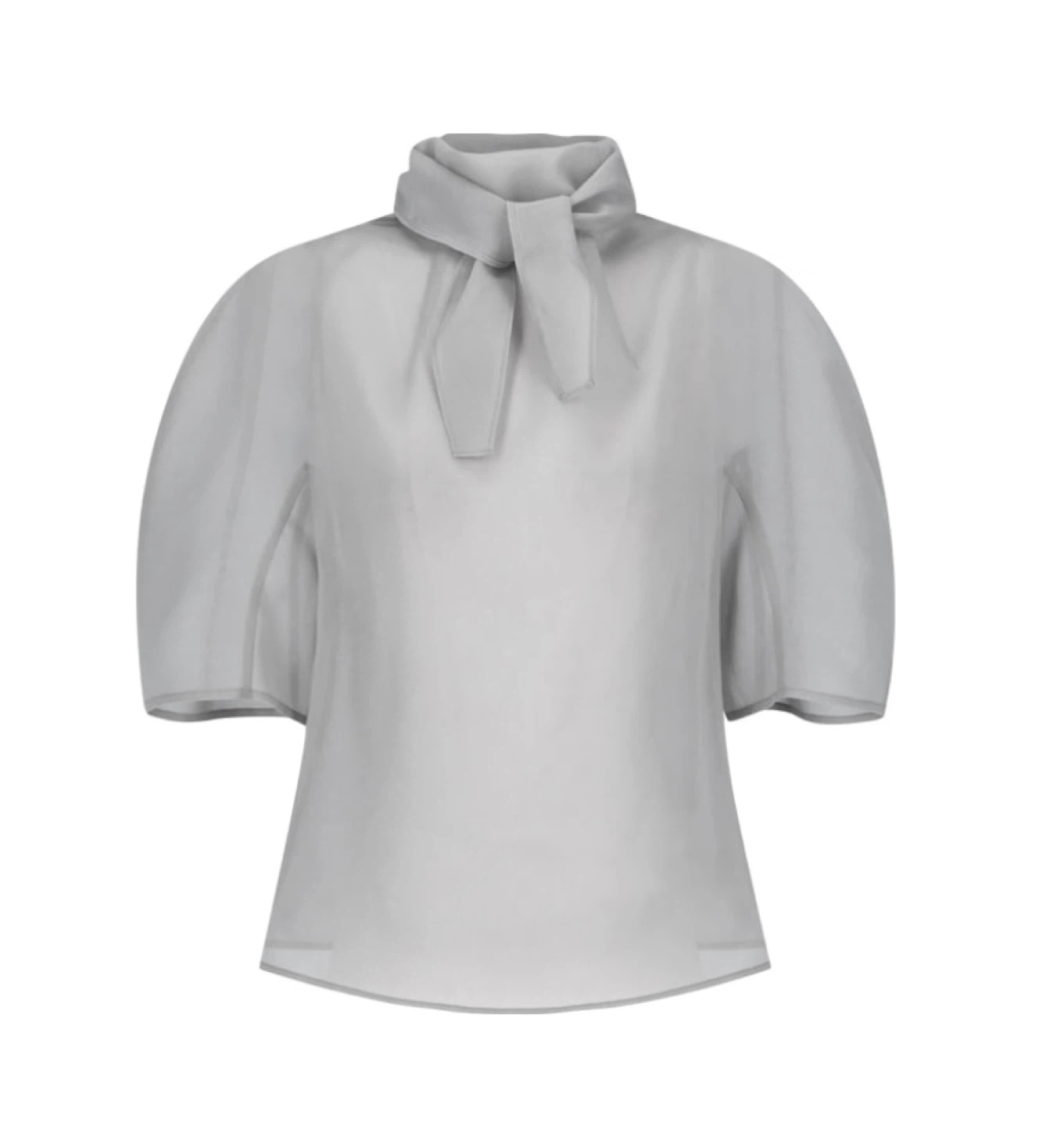 아모멘토 블라우스 Amomento Knotted Collar Top, Grey | 여성의류 