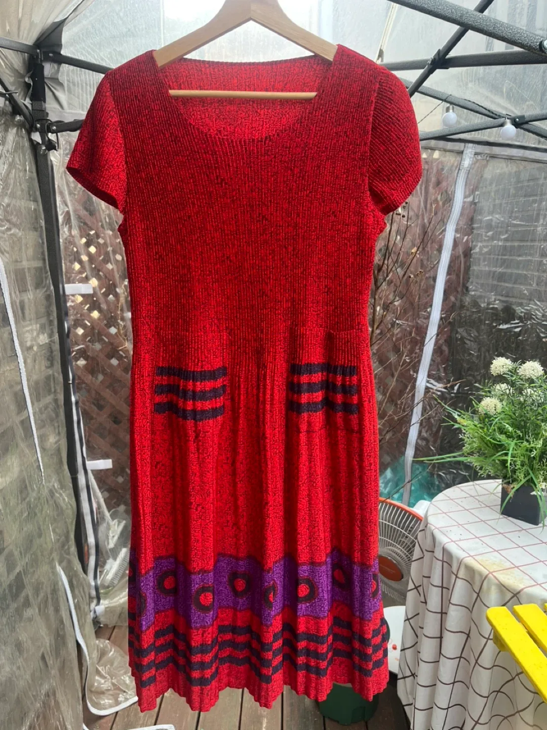 [봄준비하세요]레드 패턴 플리츠 원피스