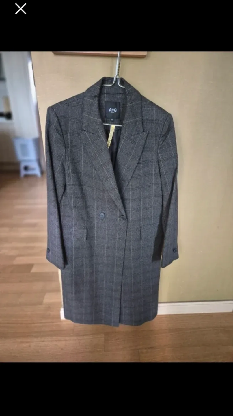 A+G 체크 롱코트 66사이즈(세탁만한옷)