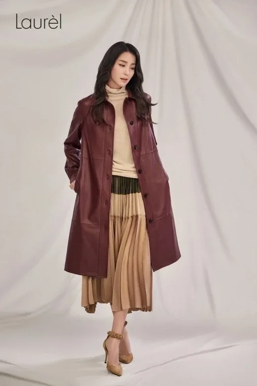 Laurel faux 레더 코트 77사이즈
