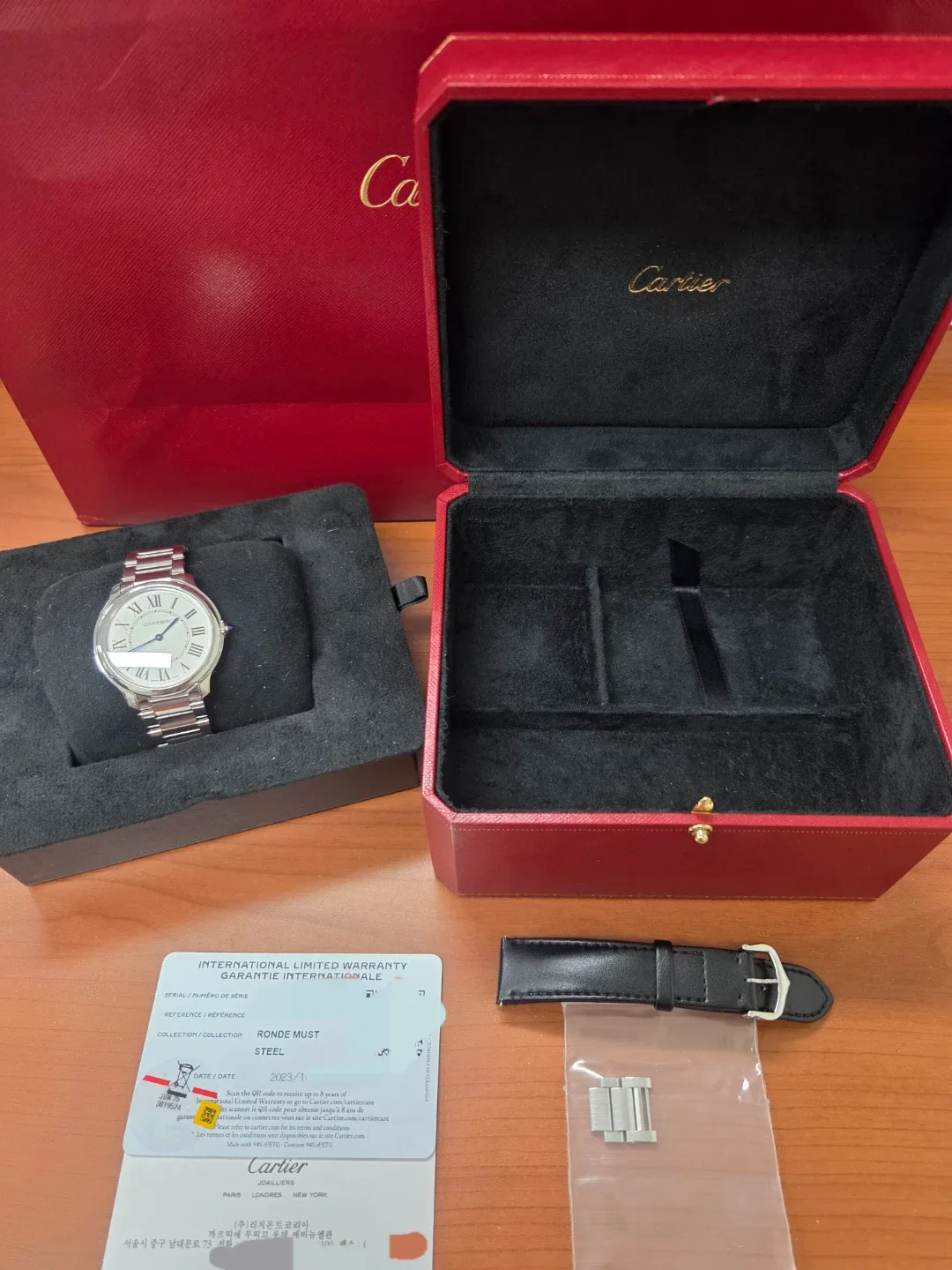 까르띠에 롱드머스트 36mm (쿼츠, 남녀공용)