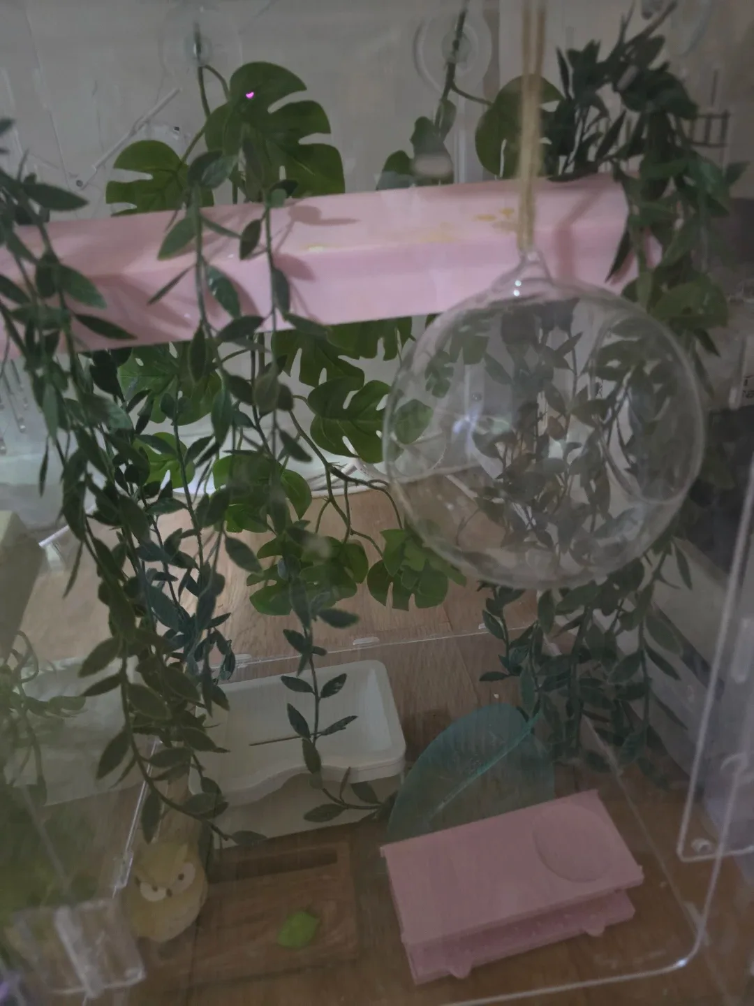 투명 유리 화병 & 인조 식물 인테리어