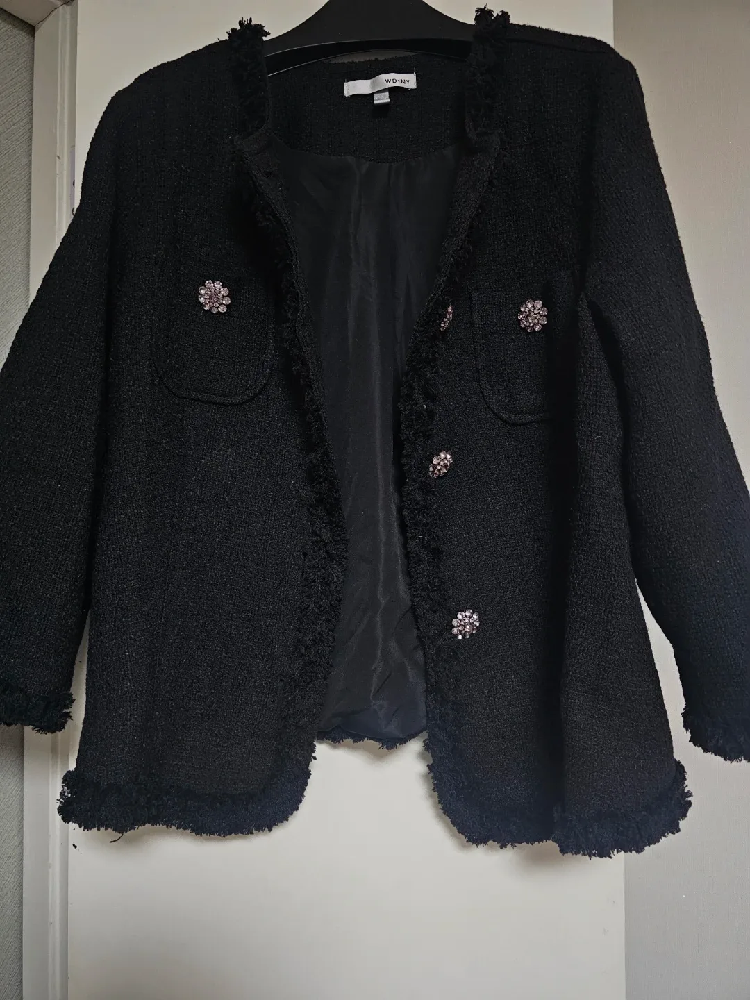 WD NY 블랙 트위드 코트  사이즈 L