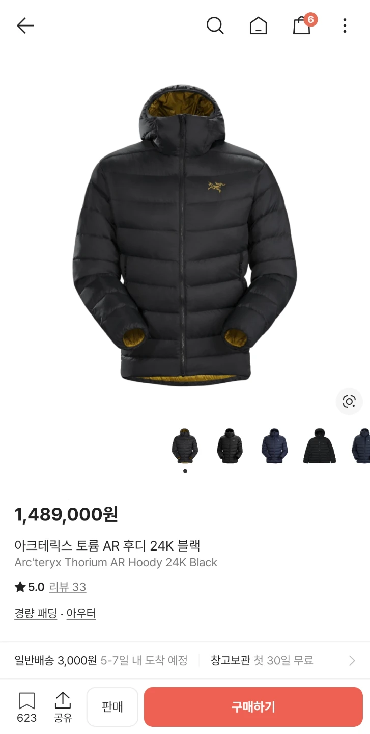 아크테릭스 토륨AR 24k 후디 2XL