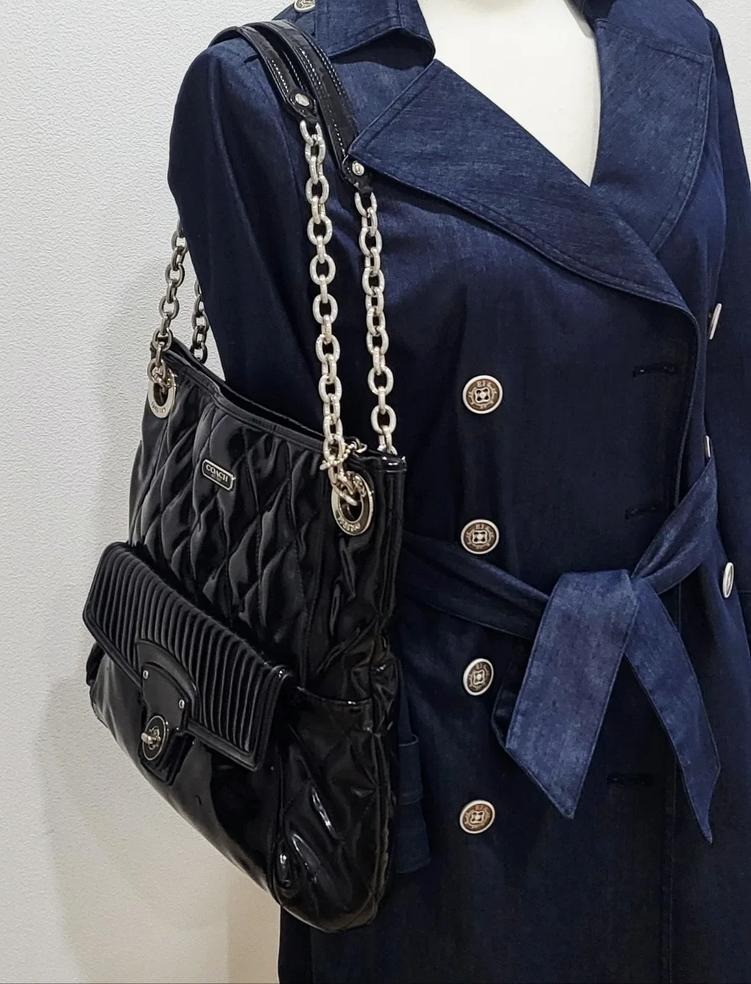 coach 퀄팅 토트 크로스 백