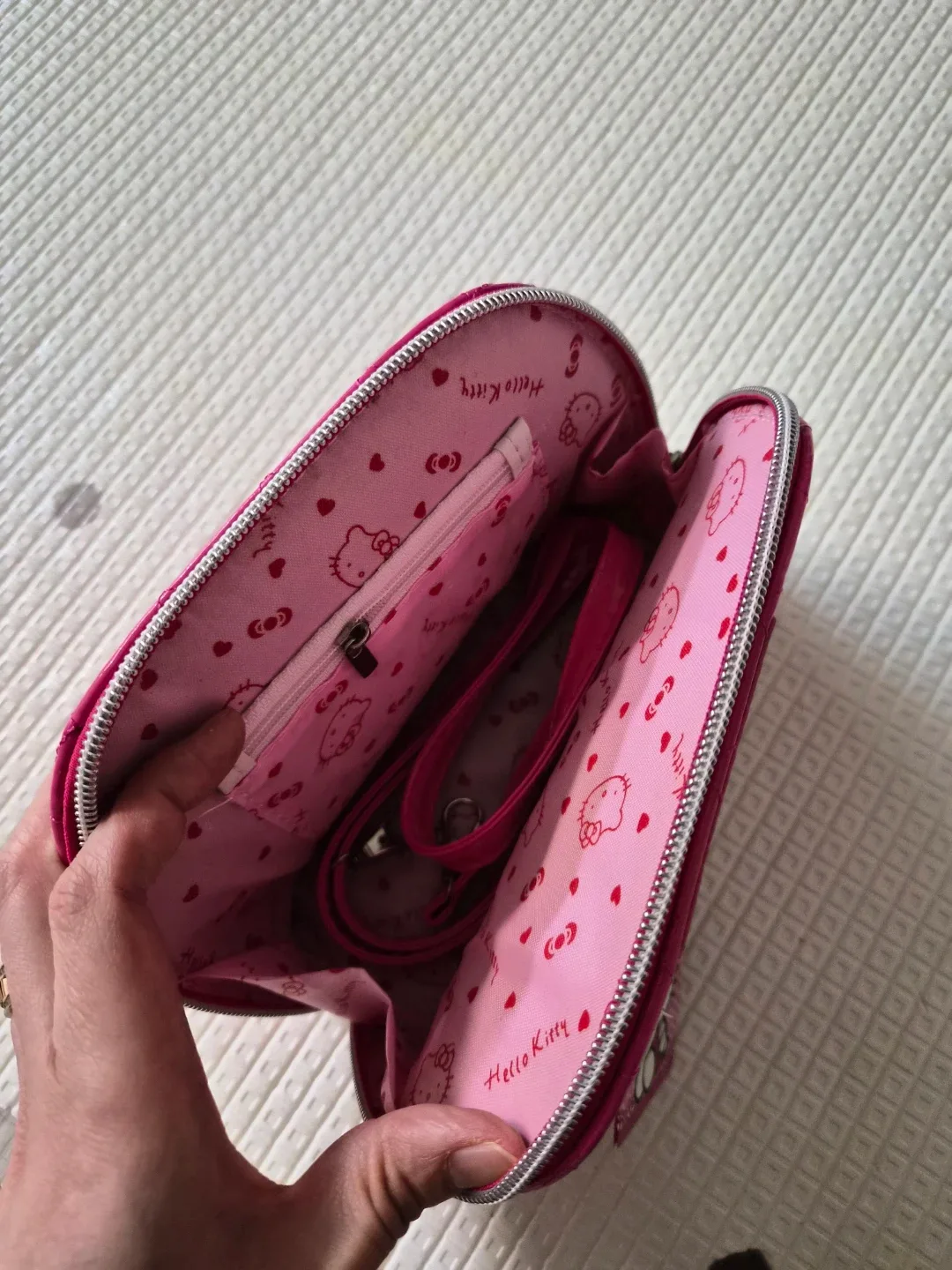 미니헬로키티 핑크 퀼팅 크로스백