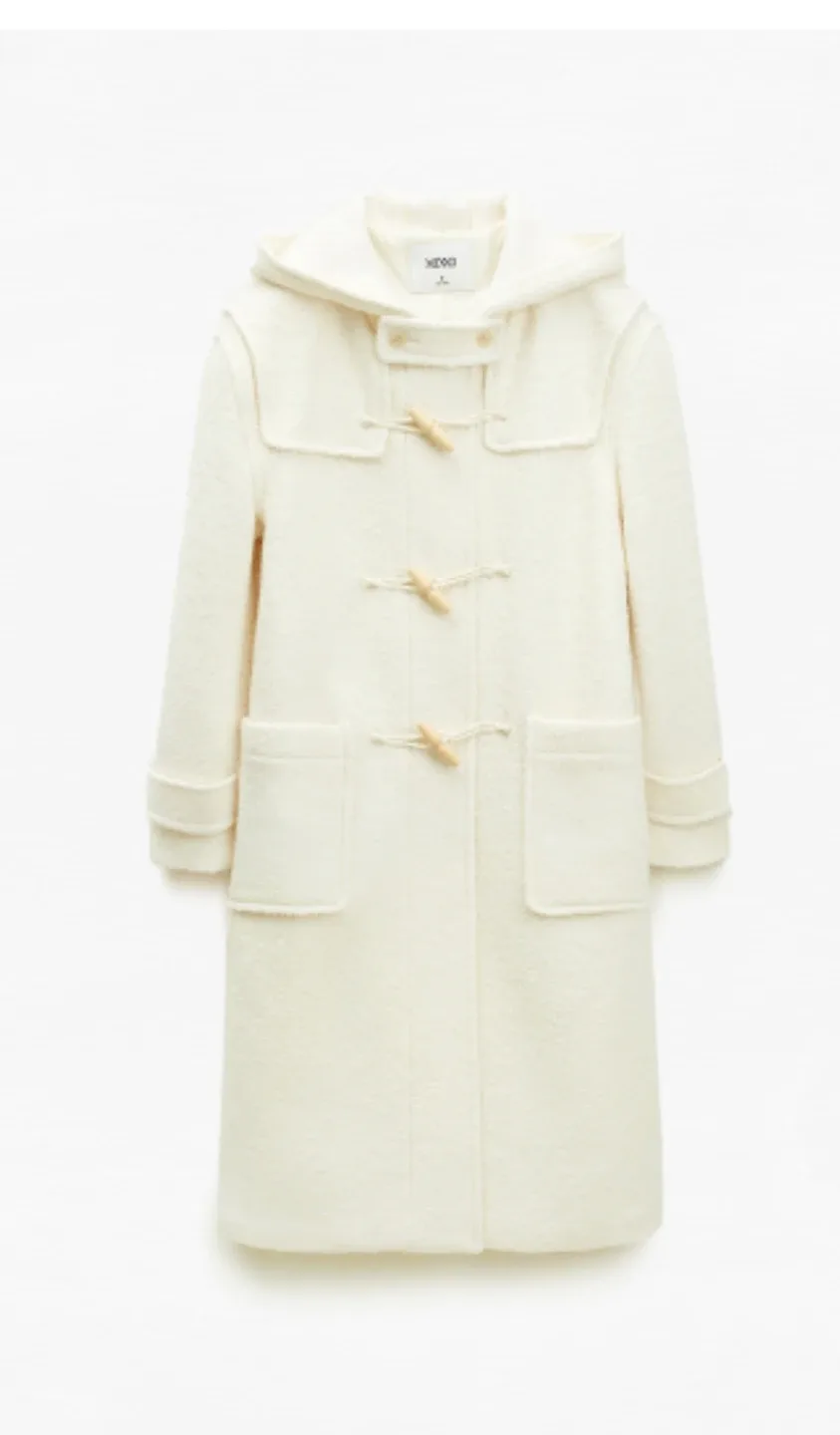 미쏘 후드 더플 롱 코트 아이보리 새상품