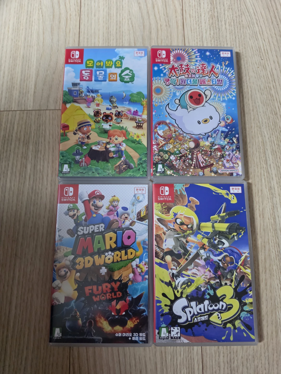 닌텐도 스위치 게임 4종 (모여봐요 동물의 숲, 스플래툰3, 슈퍼마리오 3D 월드)