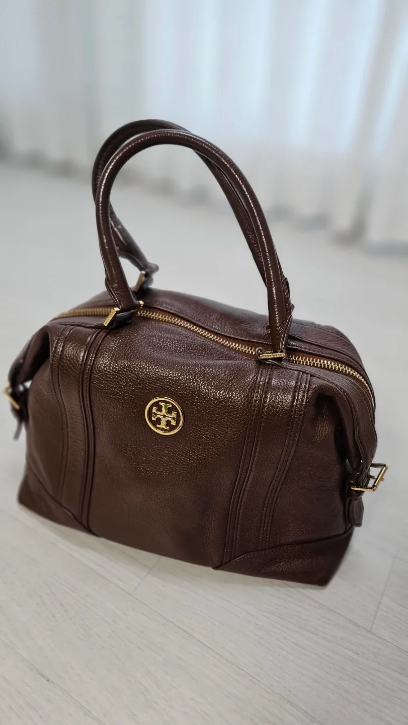 토리버치 브라운 가죽 토트백(정품)