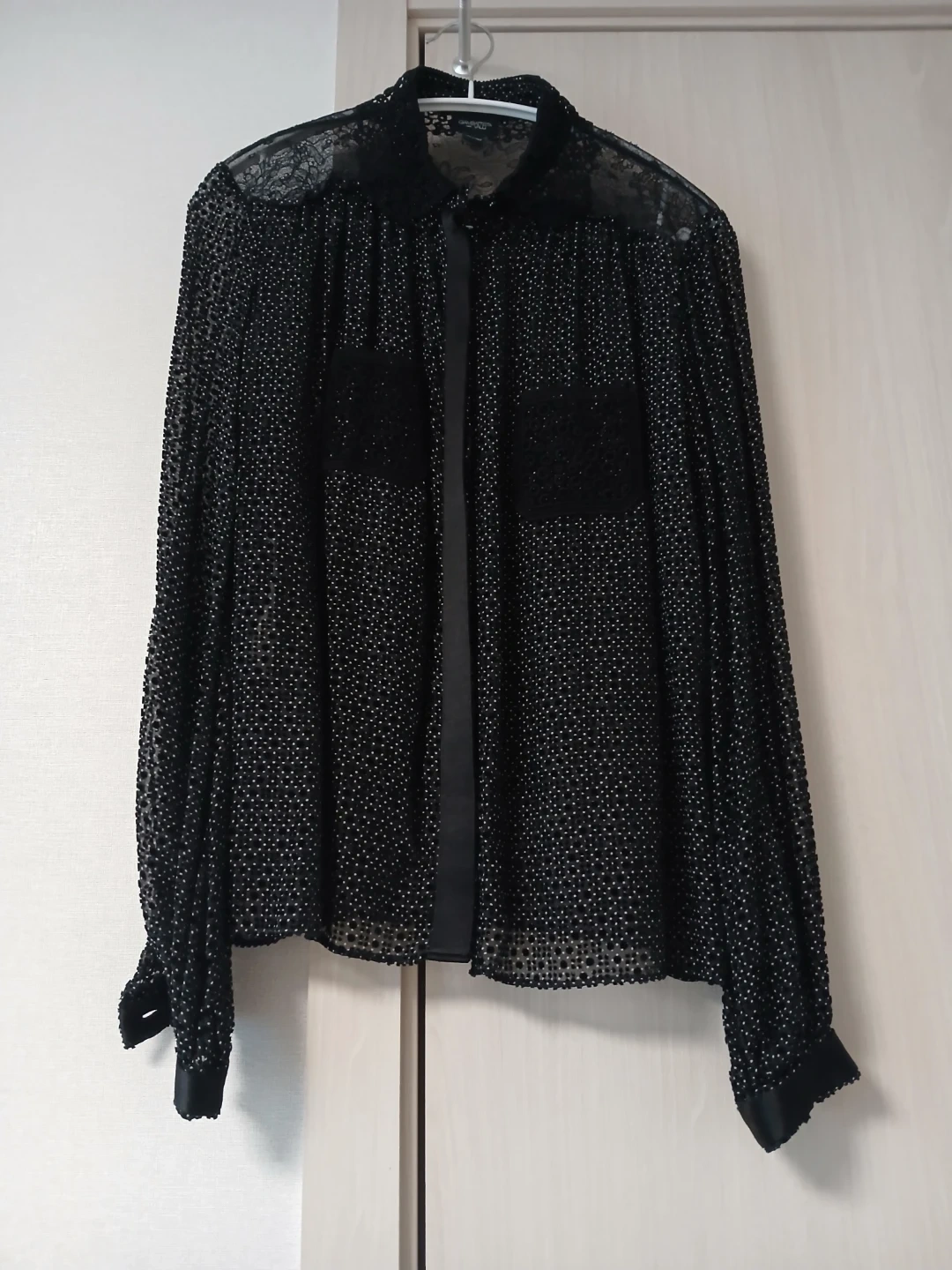 GIAMBATTISTA VALLI 블랙 시스루 블라우스 40
