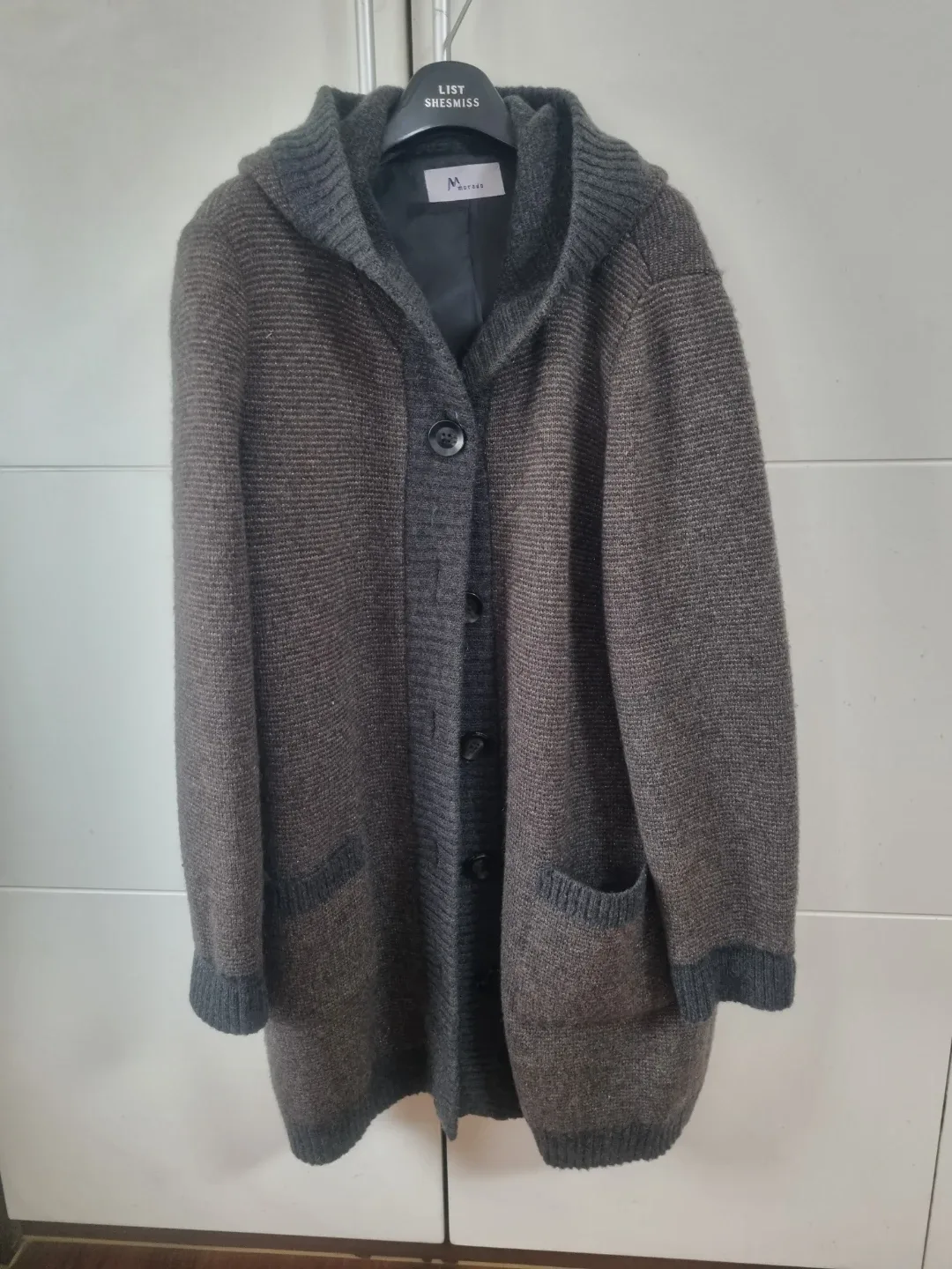 Morado 후드 니트 롱 코트