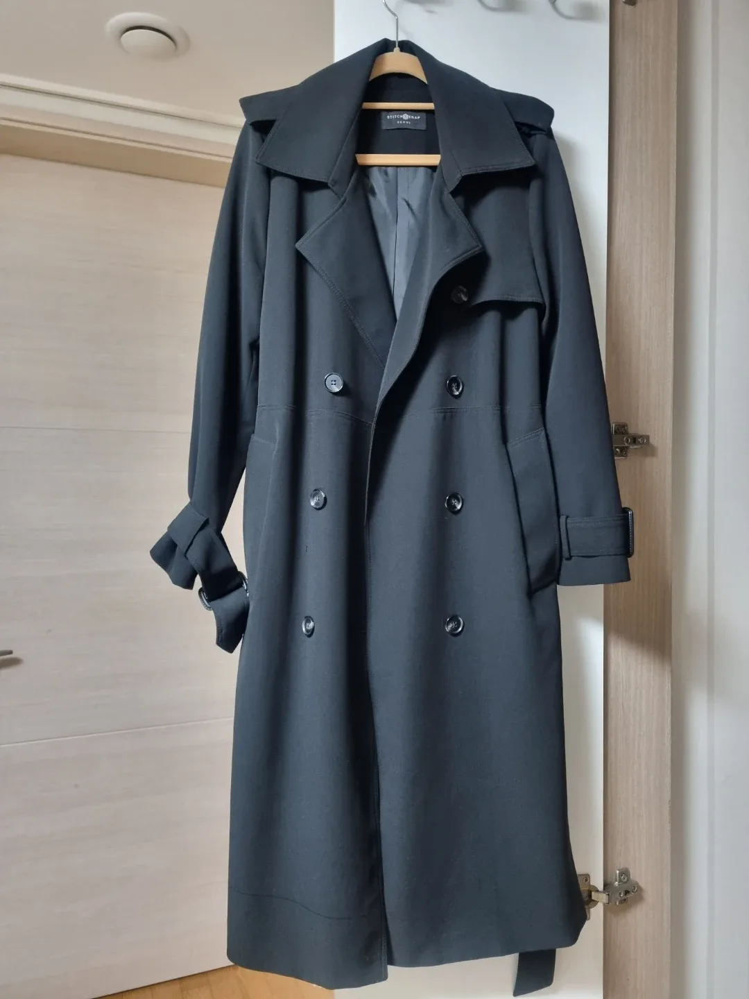 블랙 롱 트렌치 코트