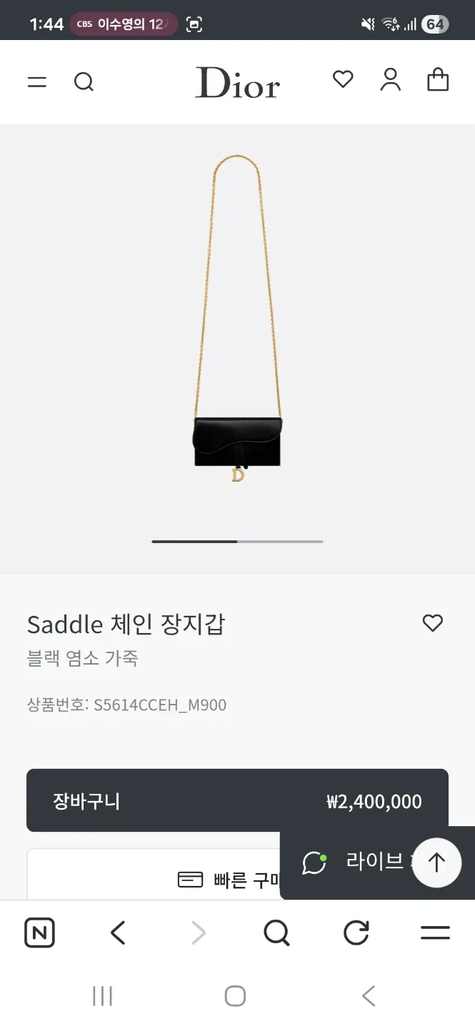 디올 새들 체인 장지갑 블랙 풀박스