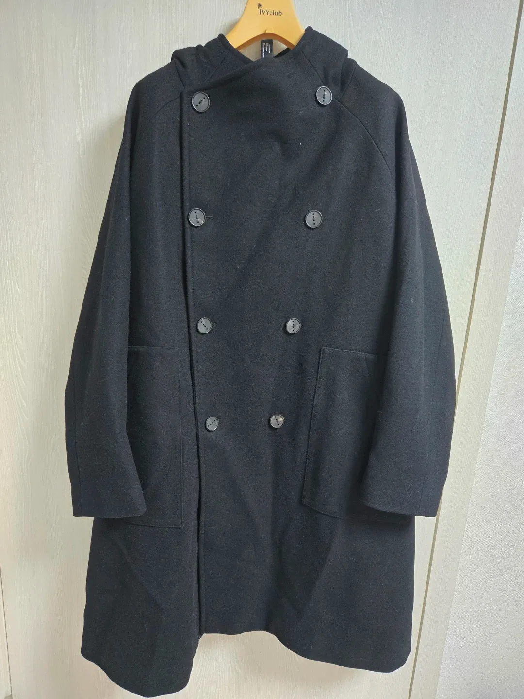 Hevo 블랙 더블 후드 코트 105~110(교환가능)