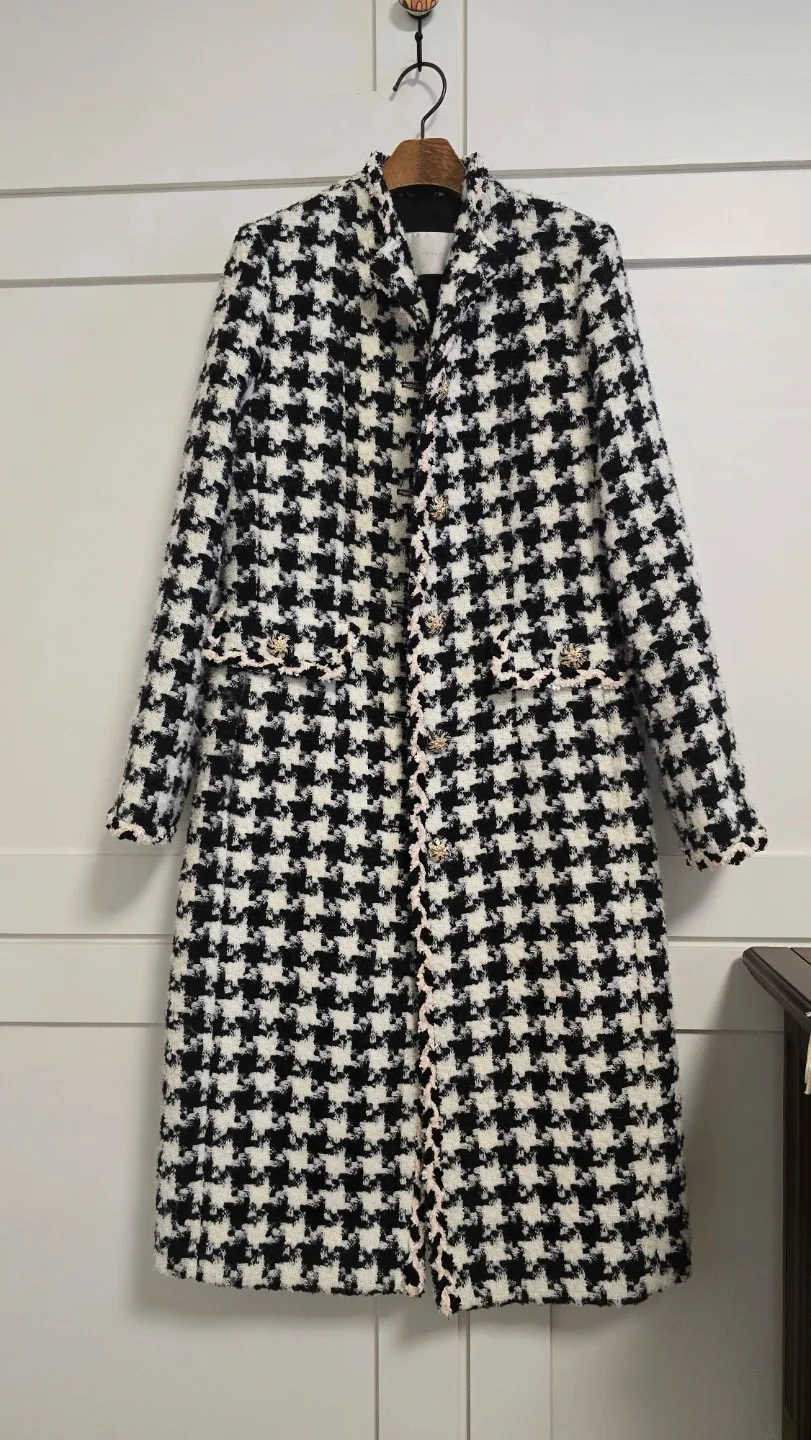 하운드투스 트위드 롱 코트