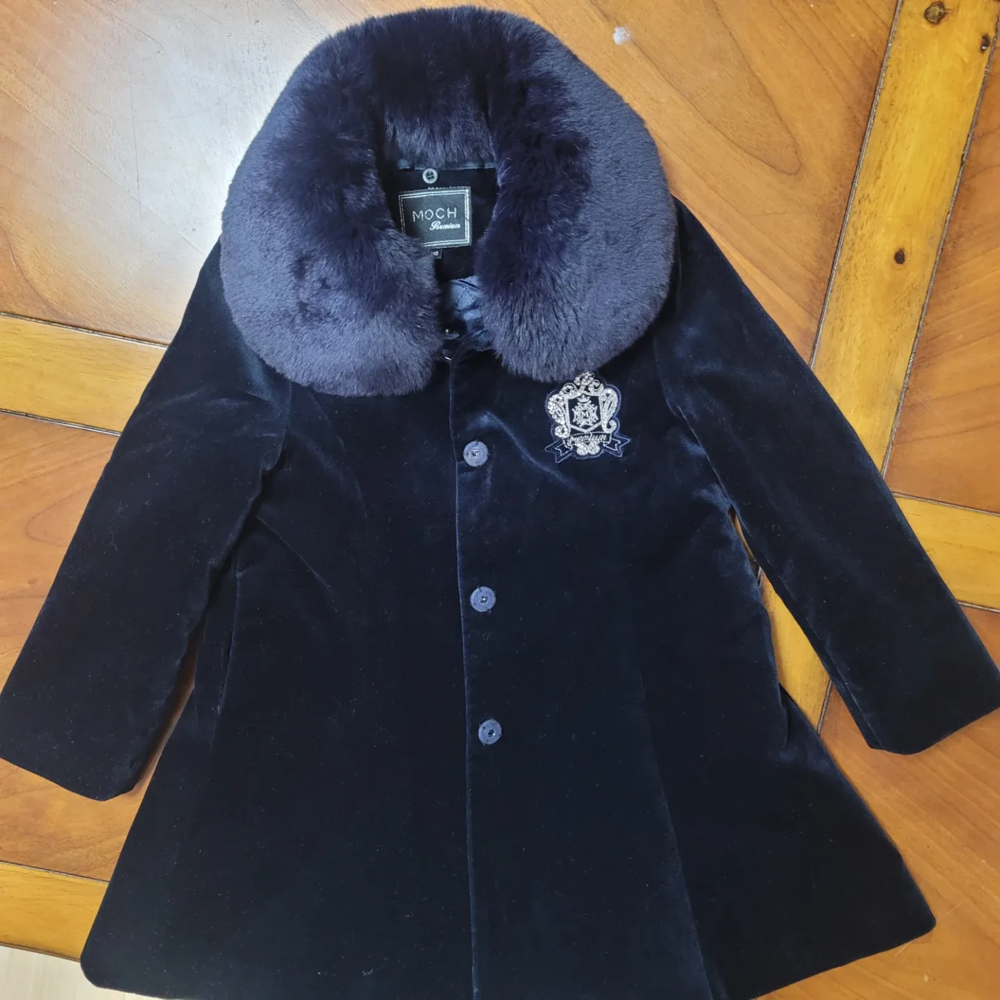 모크 프리미엄 여아 벨벳 코트 110