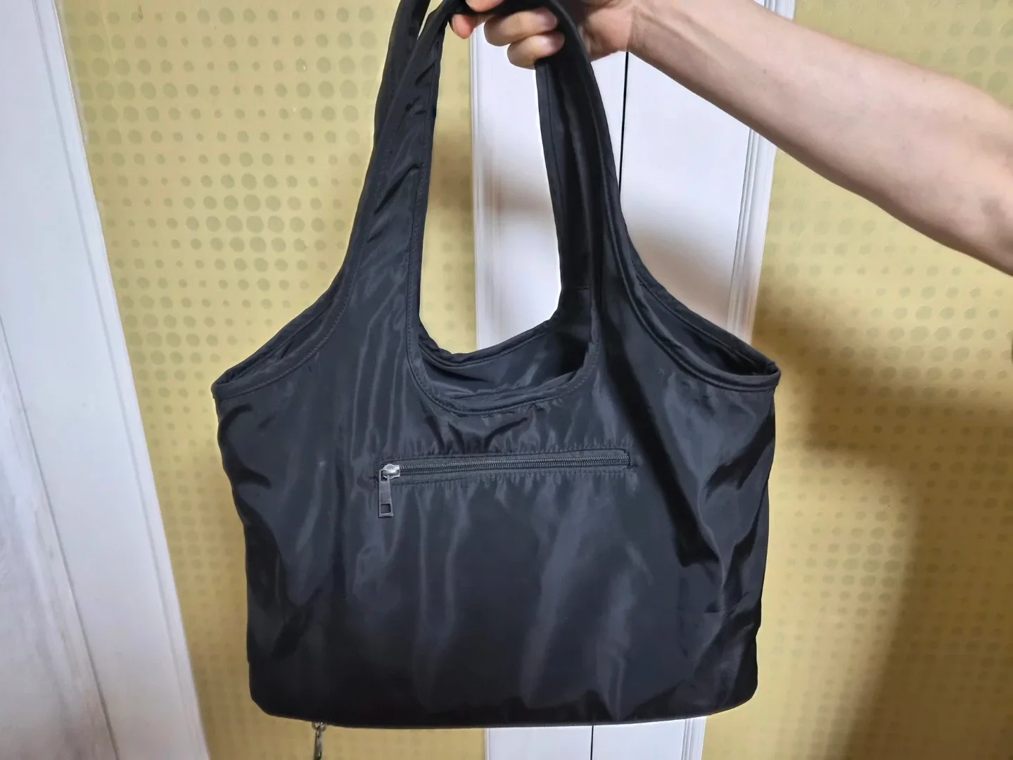 블랙 프라다 천 토트백