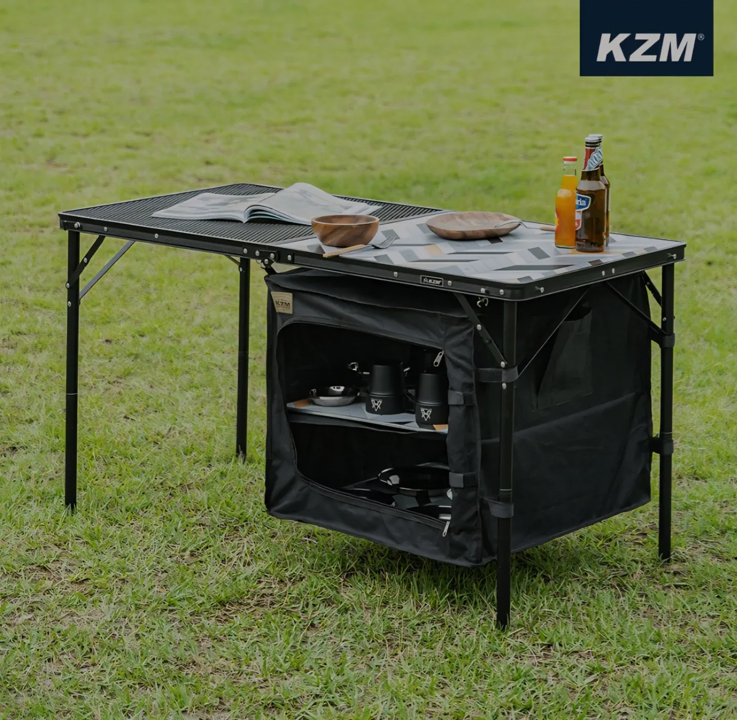 카즈미 유니온 아이언메쉬 2폴딩 캠핑 테이블