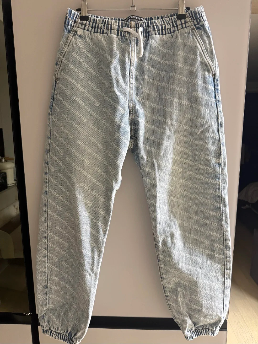 정품 alexander wang 알렉산더왕 로고 데님 조거팬츠 S