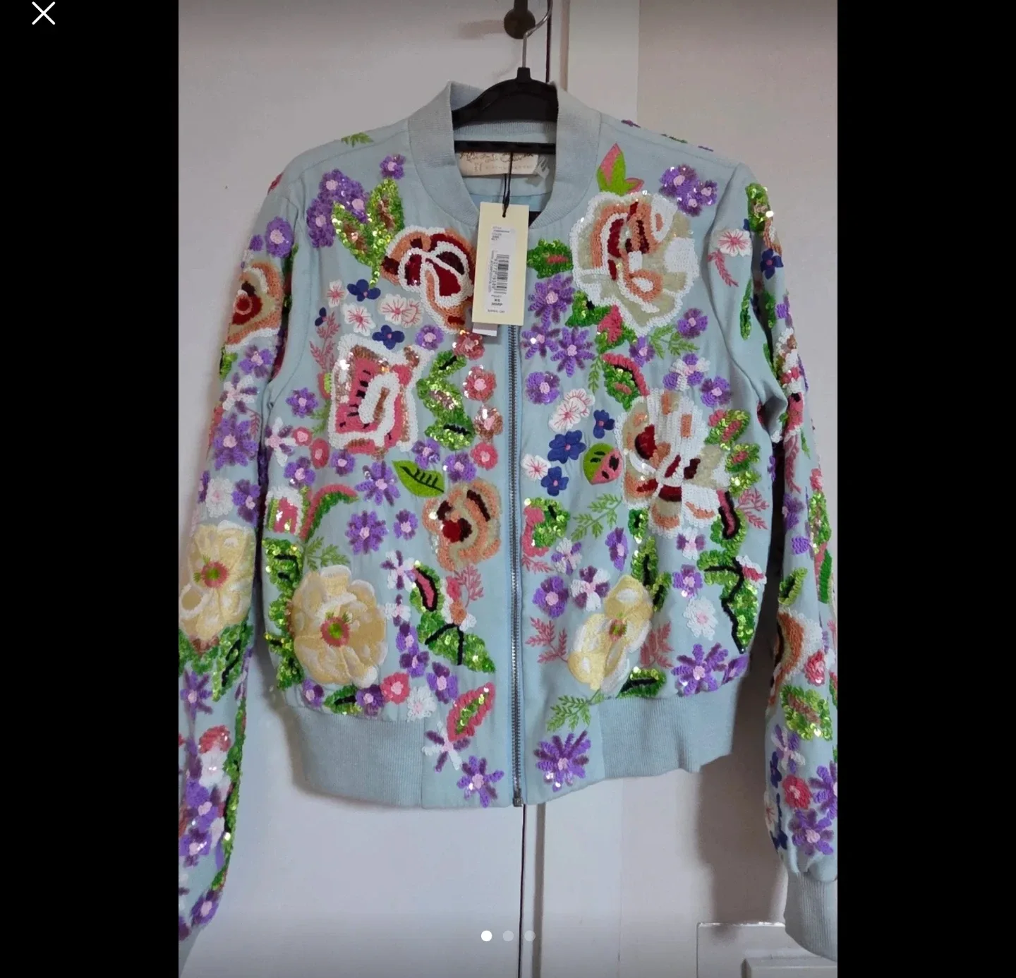 [새상품/정품] 앨리스앤올리비아(Alice + Olivia) 플라워 시퀸 자수 점퍼 (XS)