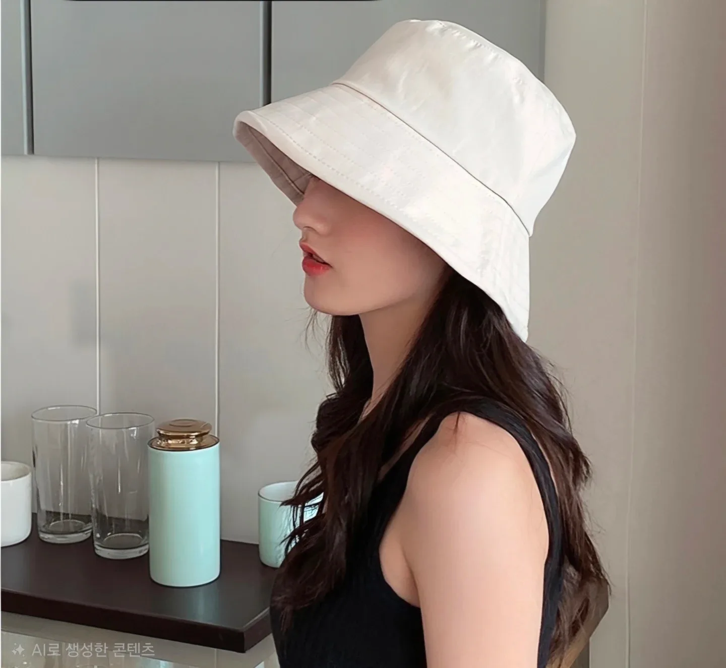 새제품) 1+1 벙거지 모자 자외선 차단 버킷햇 아이보리+블랙