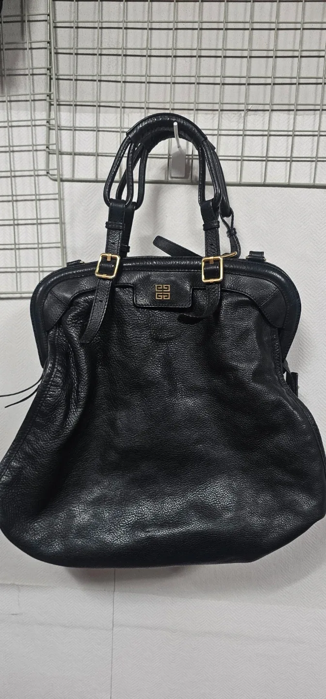 나이팅게일 블랙 가죽 토트백