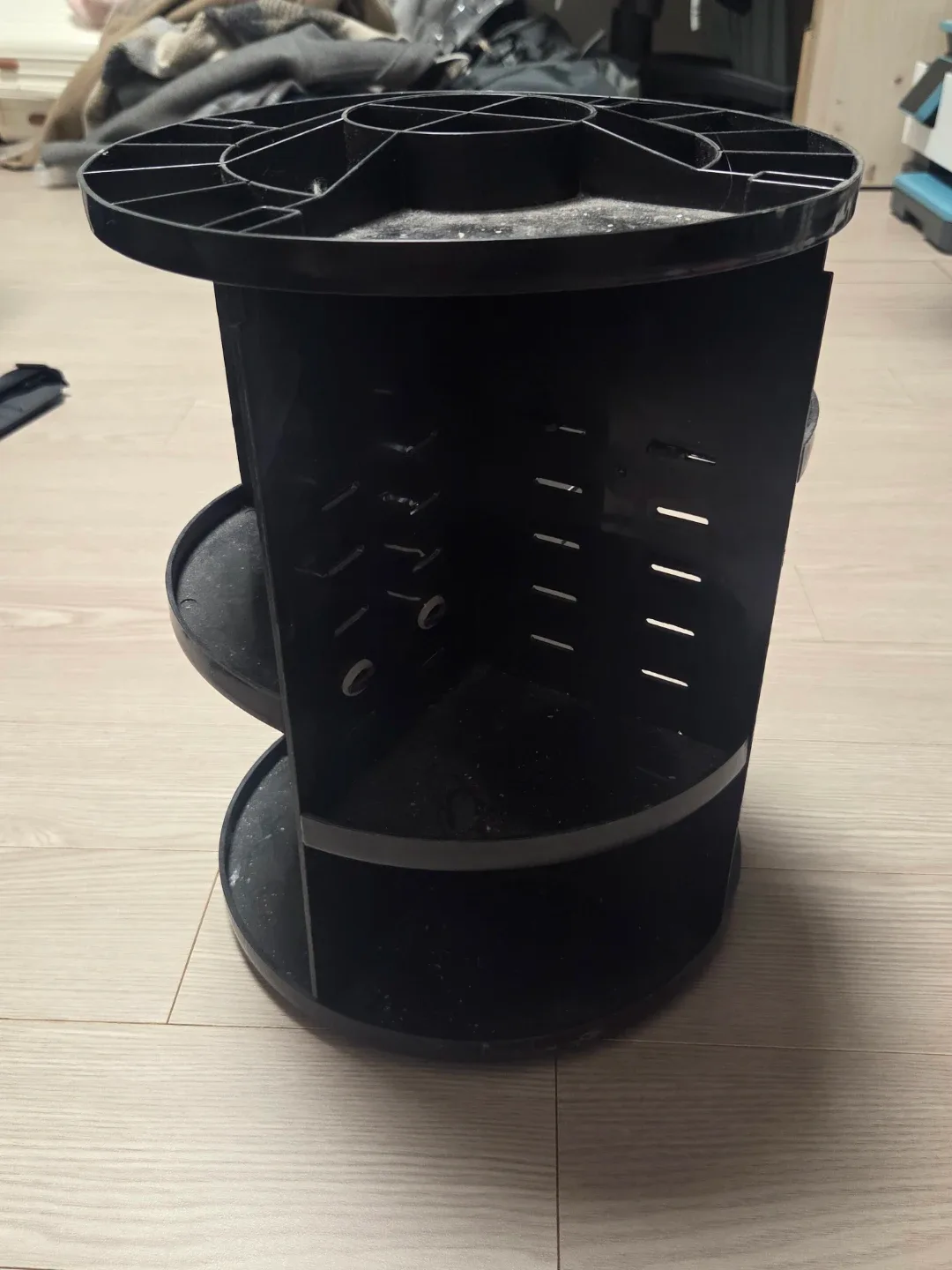 회전식 화장품 정리대 3단 블랙