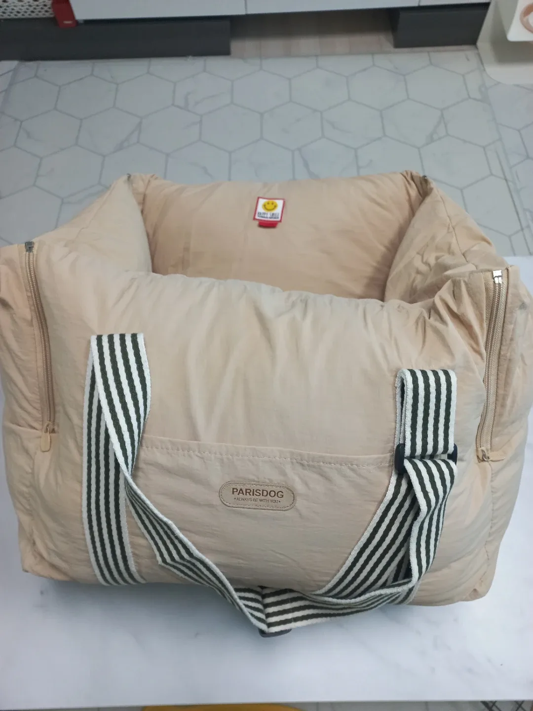 패리스독 강아지 카시트 베이지