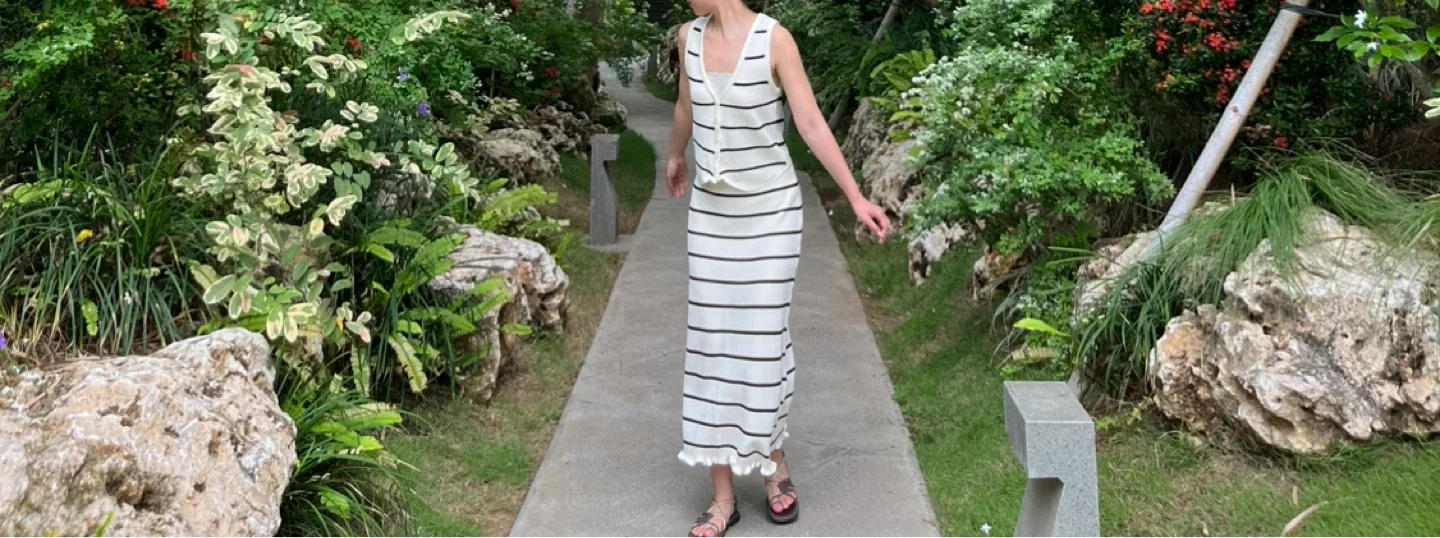 스트라이프 맥시 원피스 세트