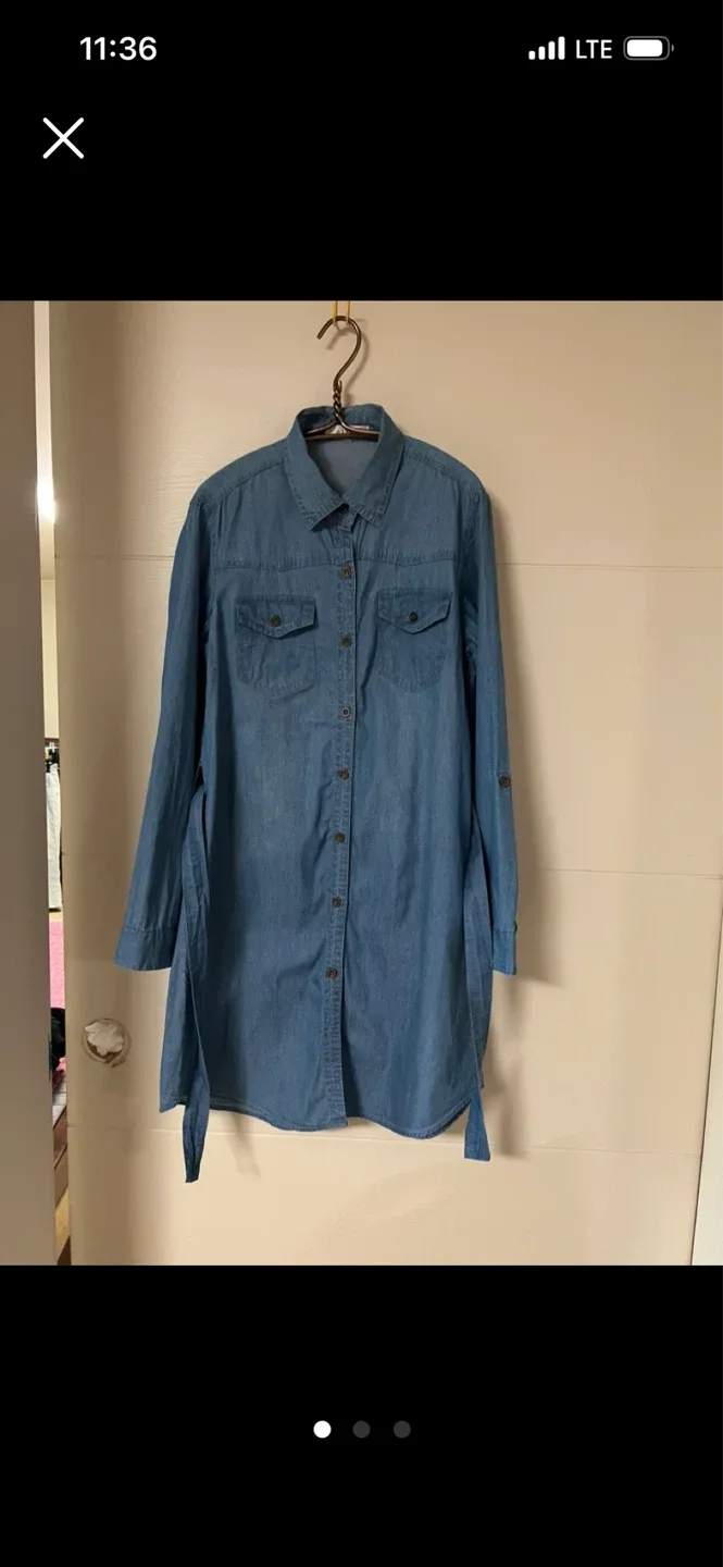 클리지데님 셔츠 원피스