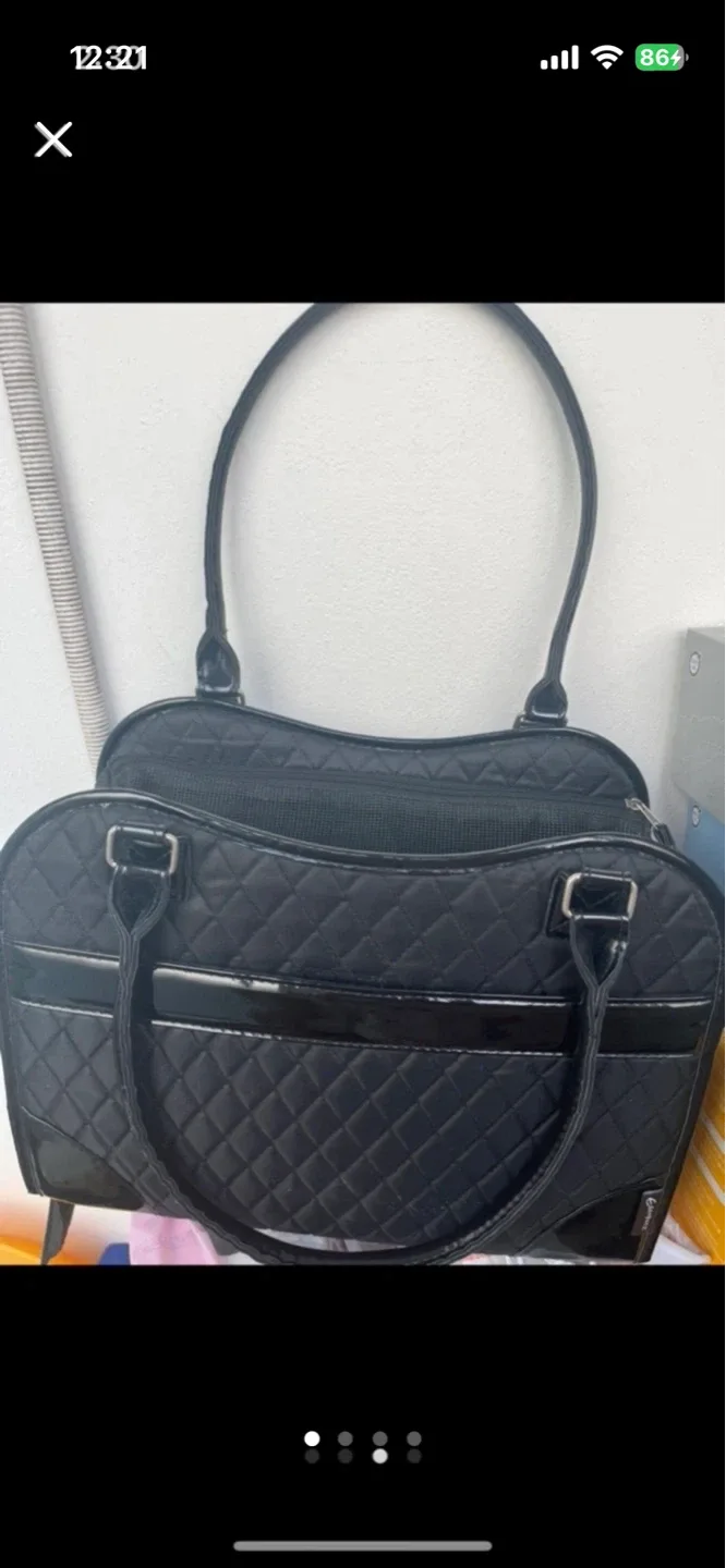 블랙 퀼팅 펫 캐리어 가방