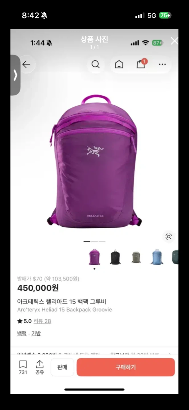 아크테릭스 헬리아드 15 백팩 그루비