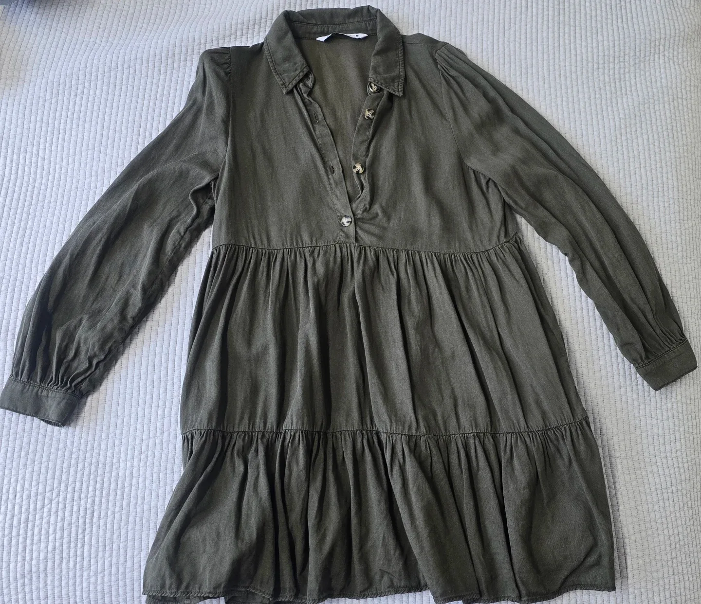 자라 카키 셔츠 원피스 S 베이비돌 스타일