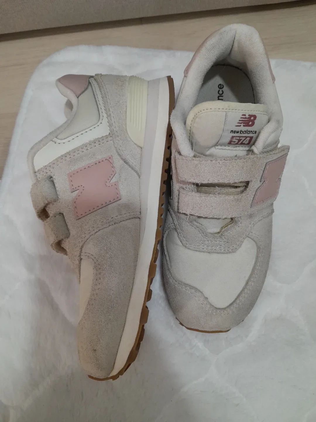 뉴발란스 키즈 574 핑크 벨크로 운동화