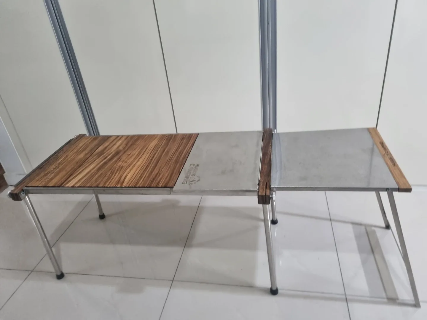 휴고스 듀얼 감성 IGT휴대용 캠핑 테이블 (우드+스텐)