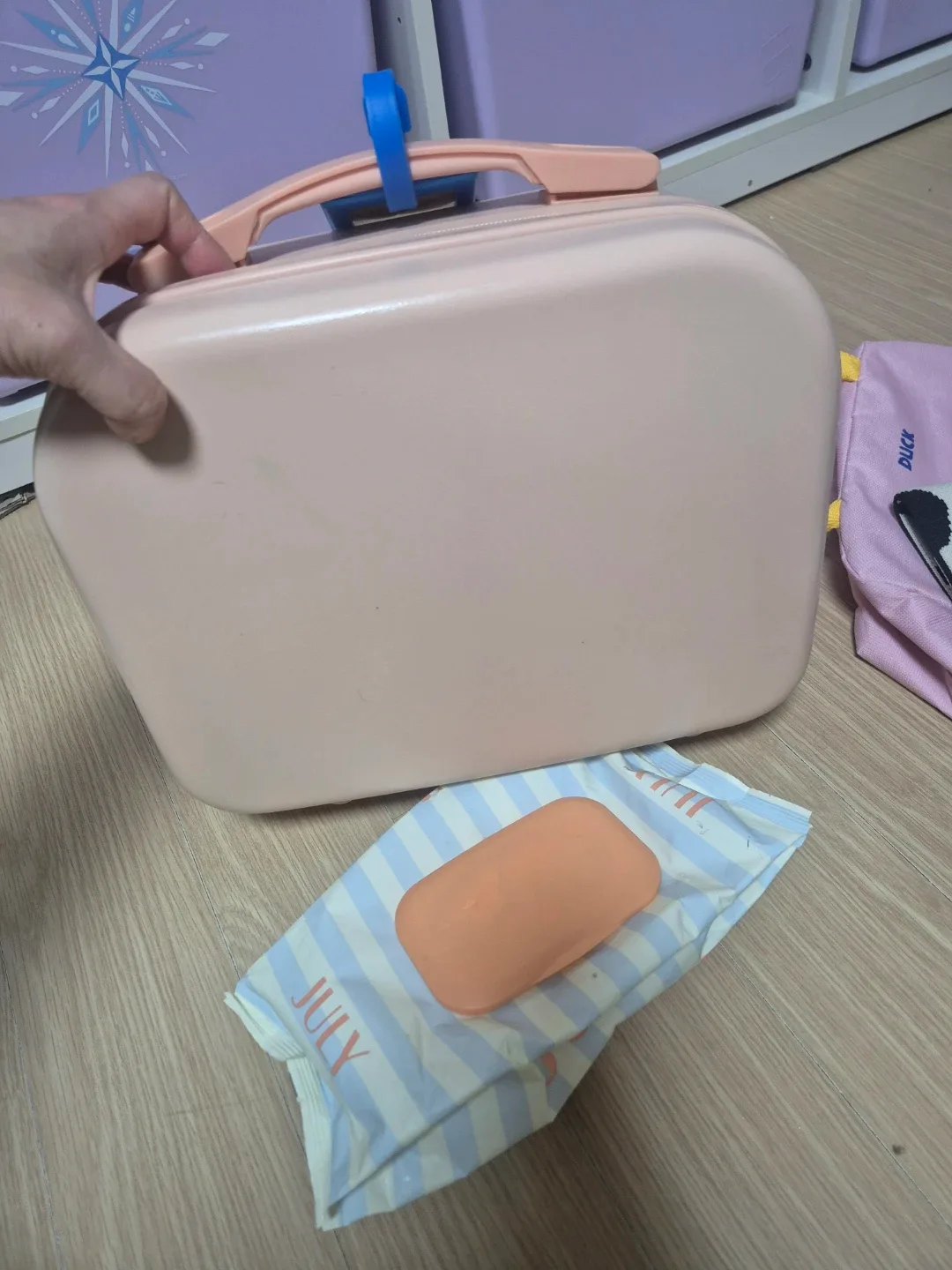 핑크 , 그린 미니 캐리어 파우치