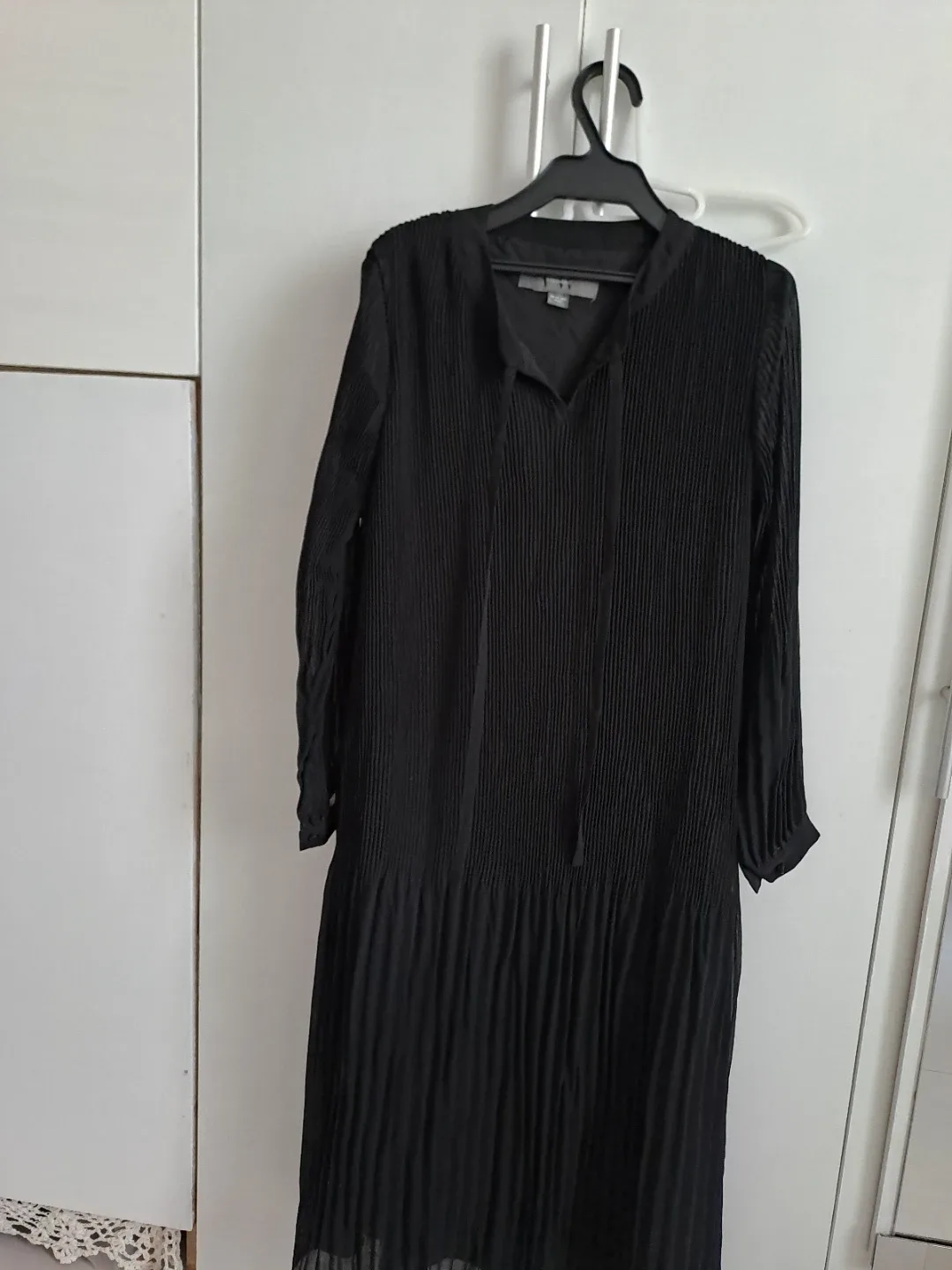 블랙 플리츠 롱 원피스m