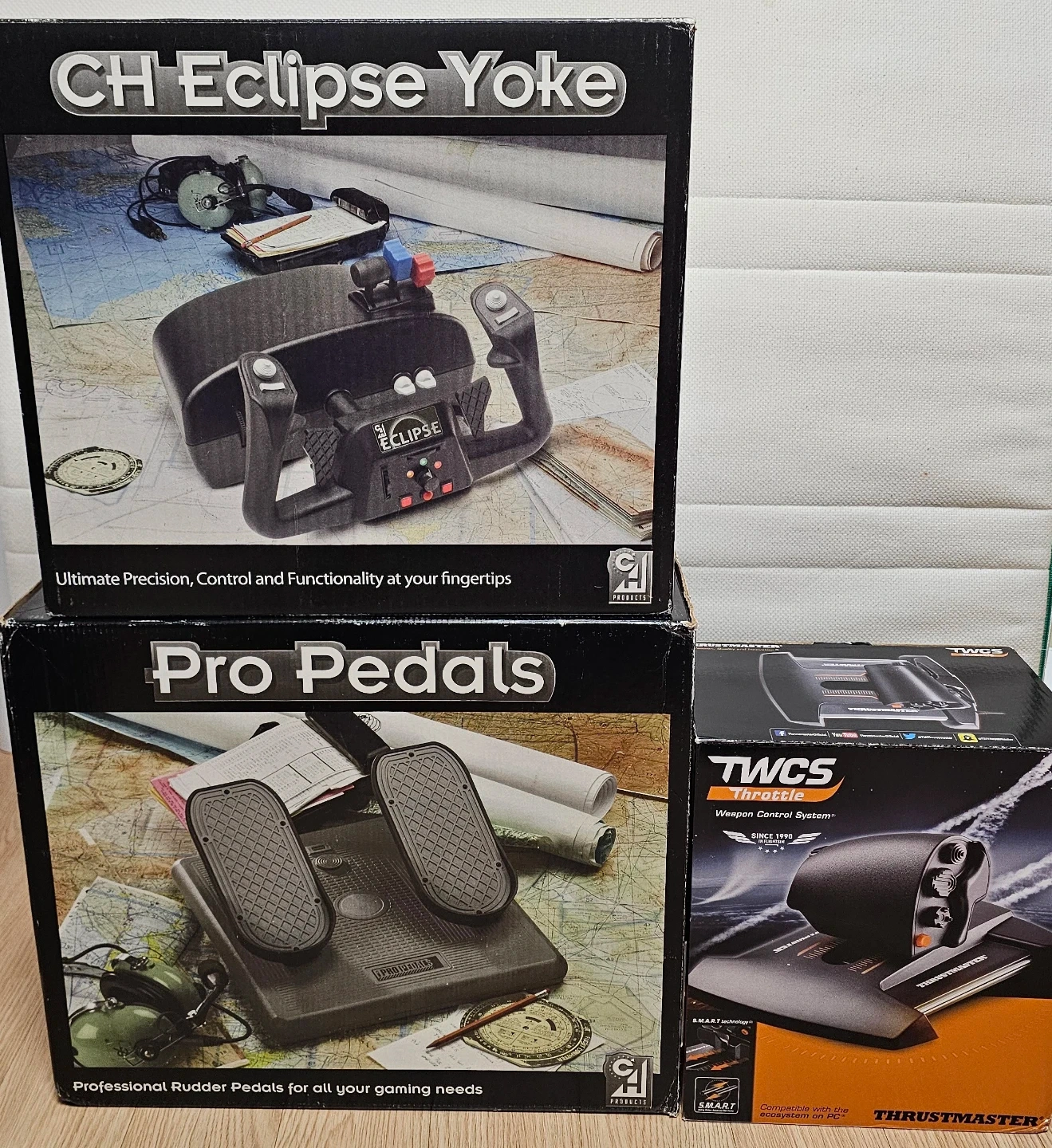 비행 시뮬레이터 상급 풀세트 (CH Eclipse Yoke + Pro Pedals + 튜닝 TWCS)