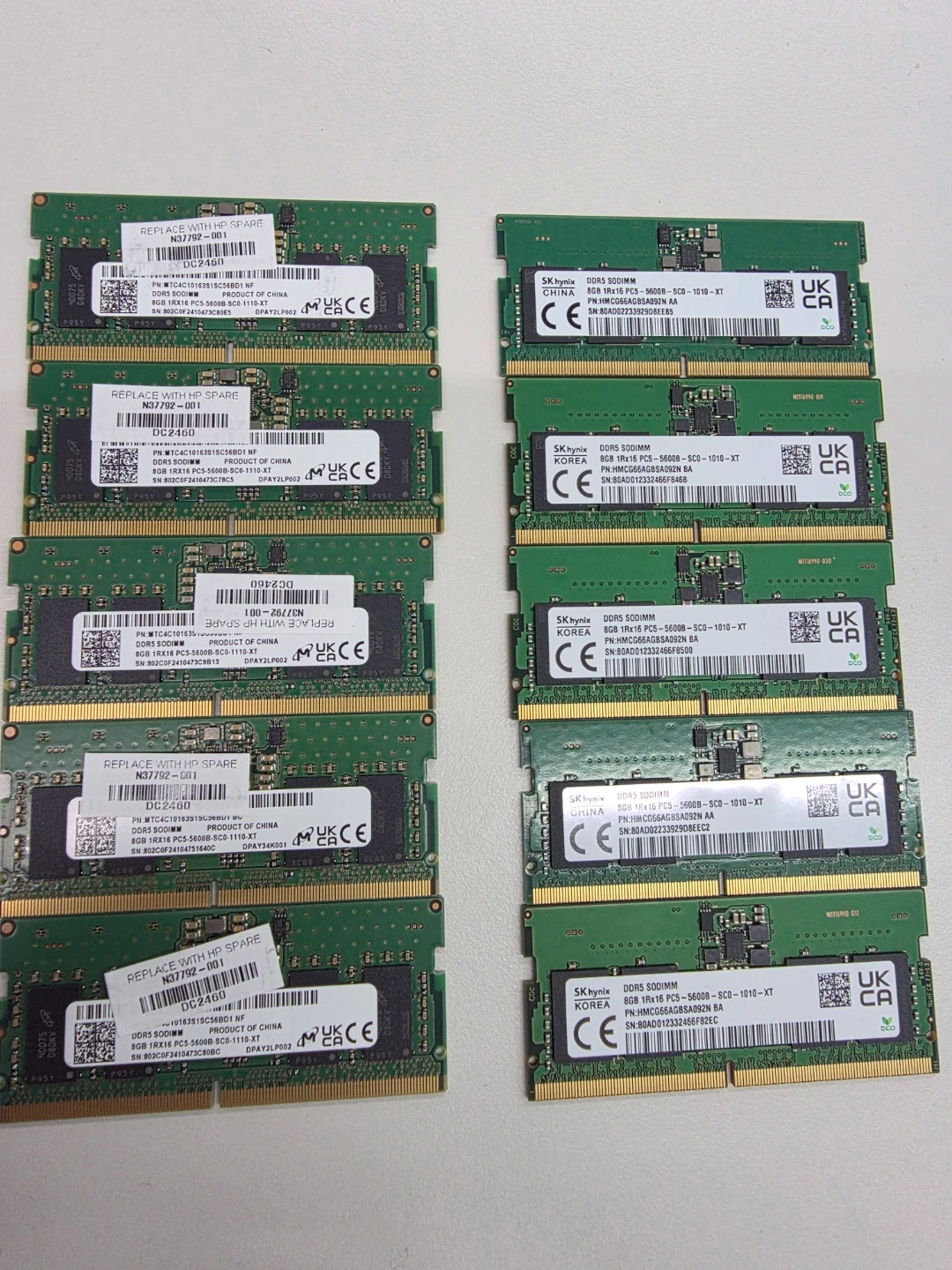 DDR5 8GB 노트북 램 10개