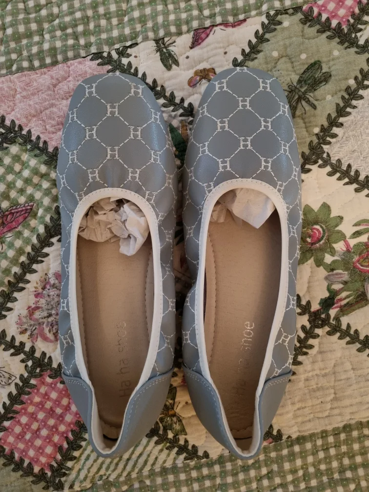 Ha ha shoe 하늘색 H 패턴 플랫슈즈