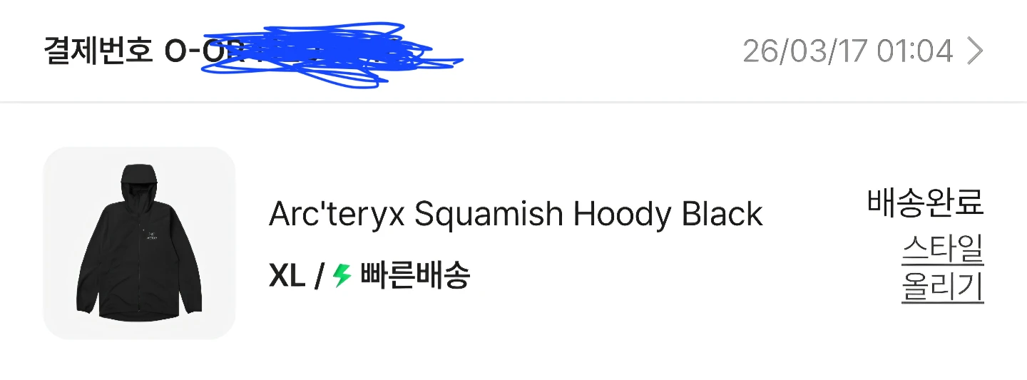 아크테릭스 스쿼미시 후디 블랙 XL팝니다
