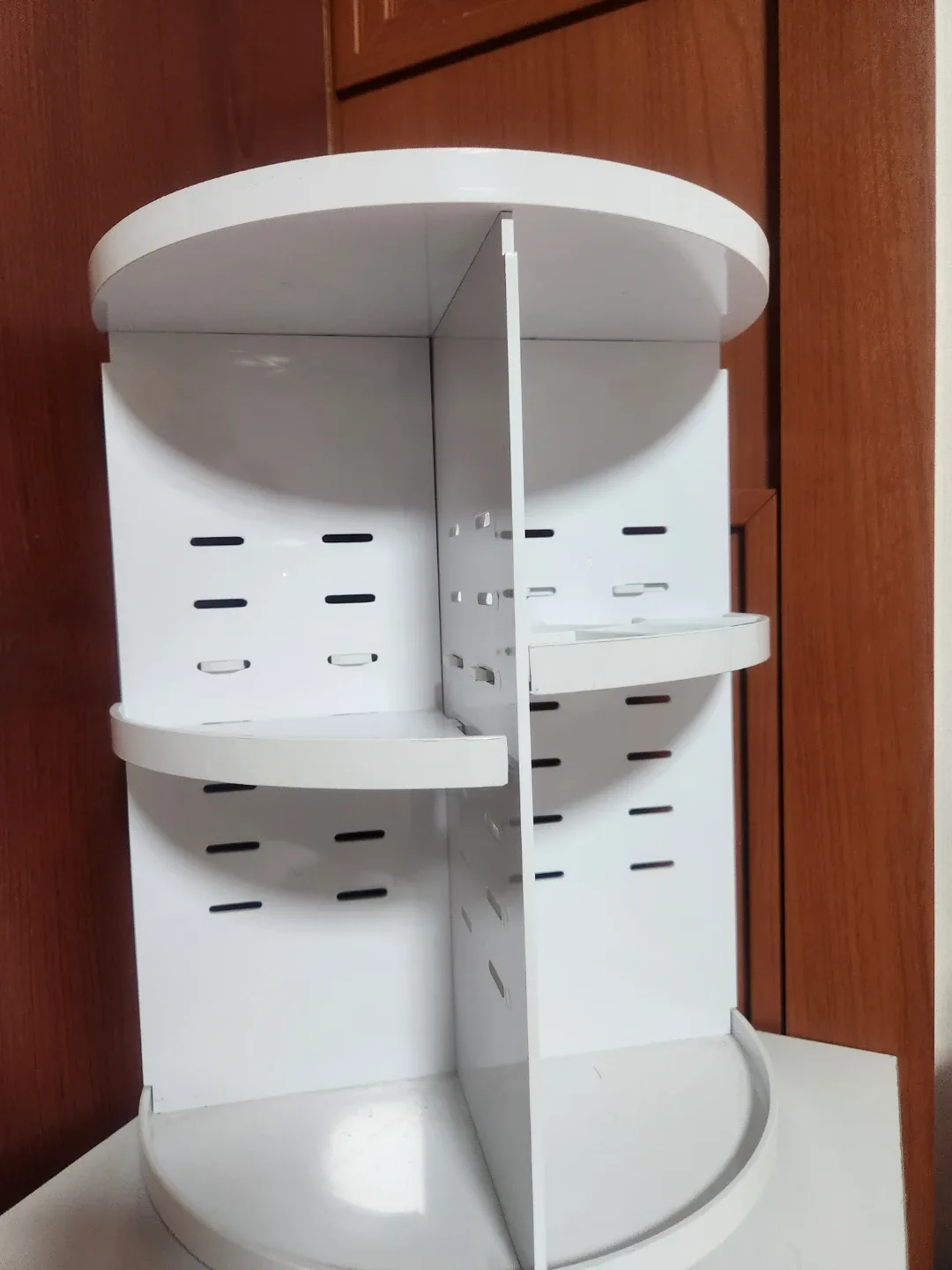 화이트 3단 회전식 화장품 정리대