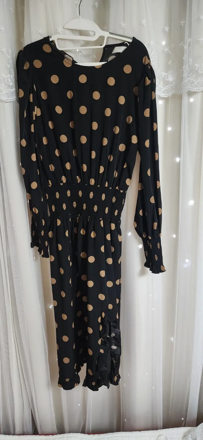 블랙 도트 롱 원피스