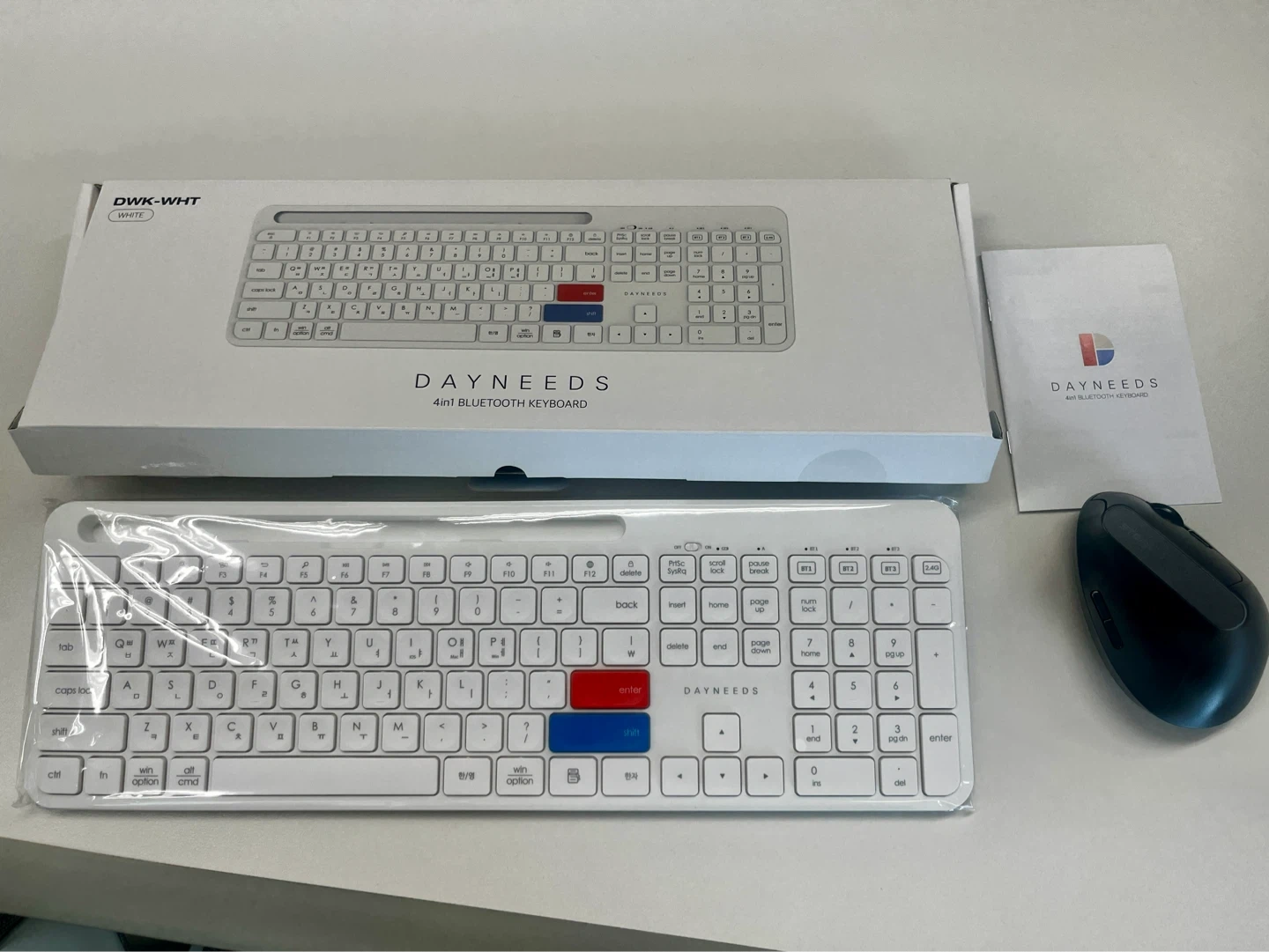 DAYNEEDS 4in1 블루투스 키보드 마우스 세트 화이트