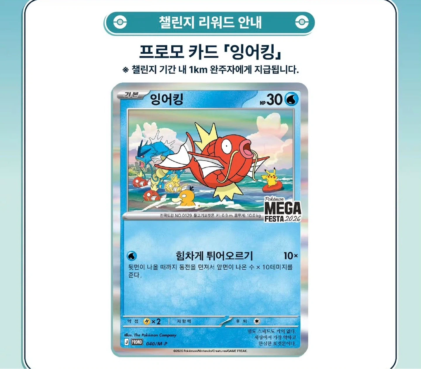 포켓몬 카드 잉어킹 프로모 2026 메가페스타