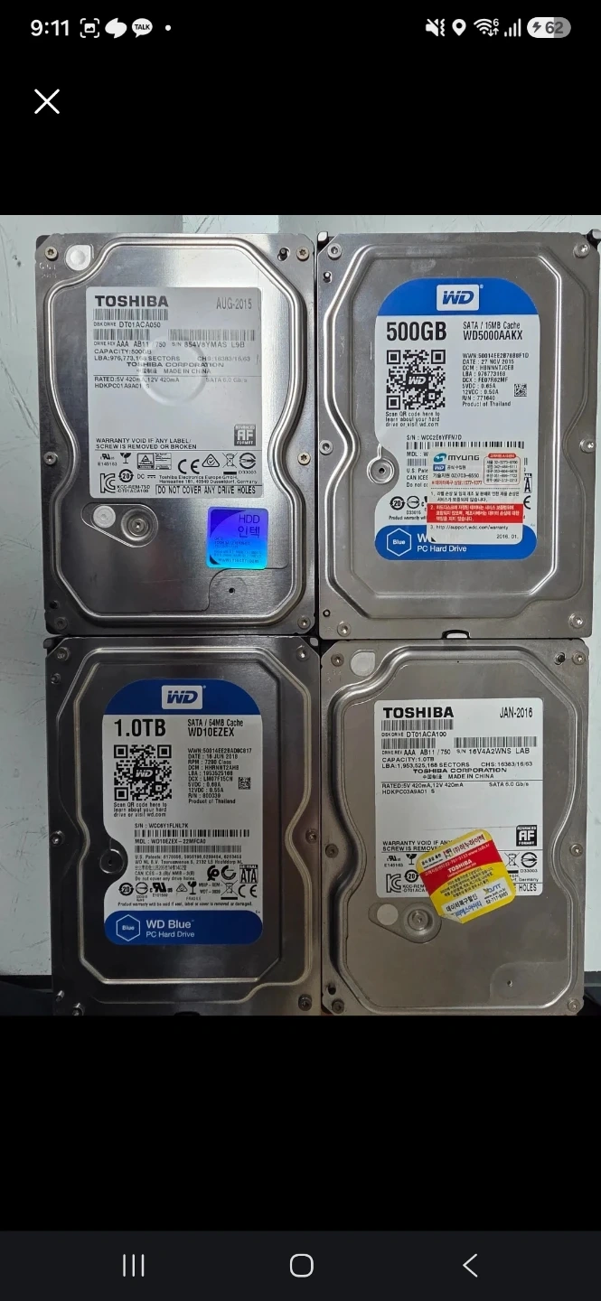 HDD 500GB,1TB 팝니다