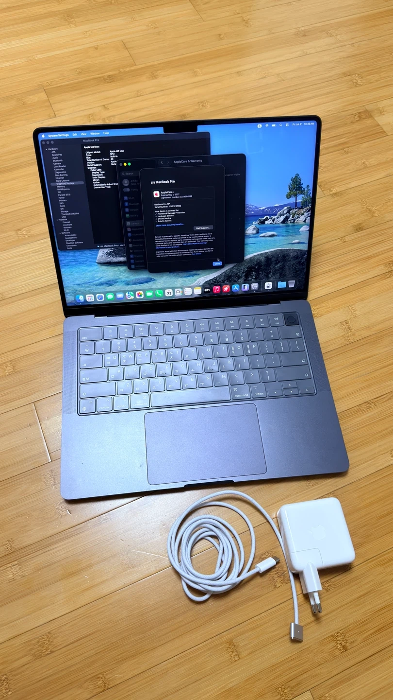 맥북프로14 M3MAX 40GPU/128GB/1TB 스페이스블랙 에플케어플러스