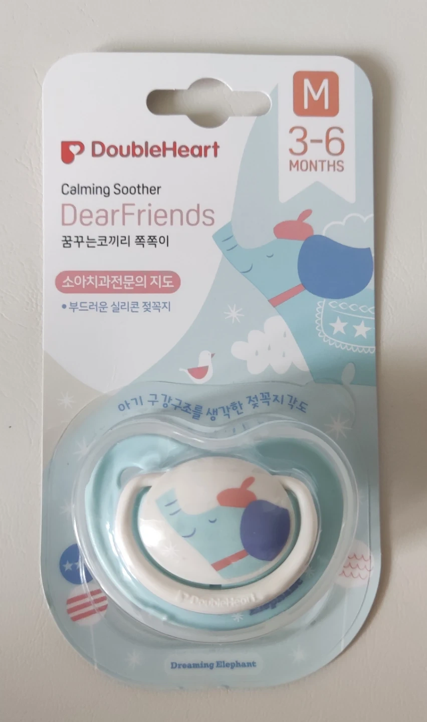 (미개봉) 더블하트 디어프렌즈 M(3-6개월) 공갈 실리콘젖꼭지