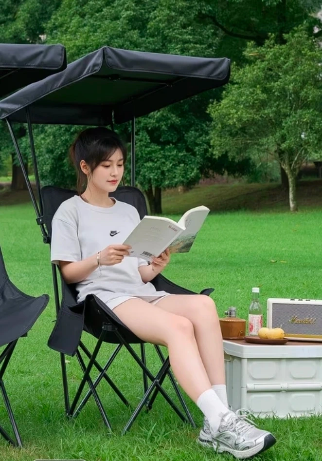 햇빛 가림막 캠핑 의자 블랙 새제품