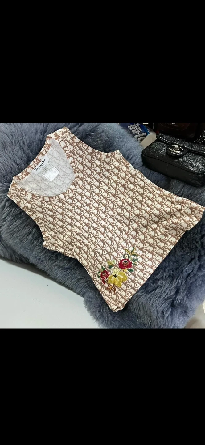 디올 오블리크 민소매 티셔츠 정품 빈티지 로맨틱